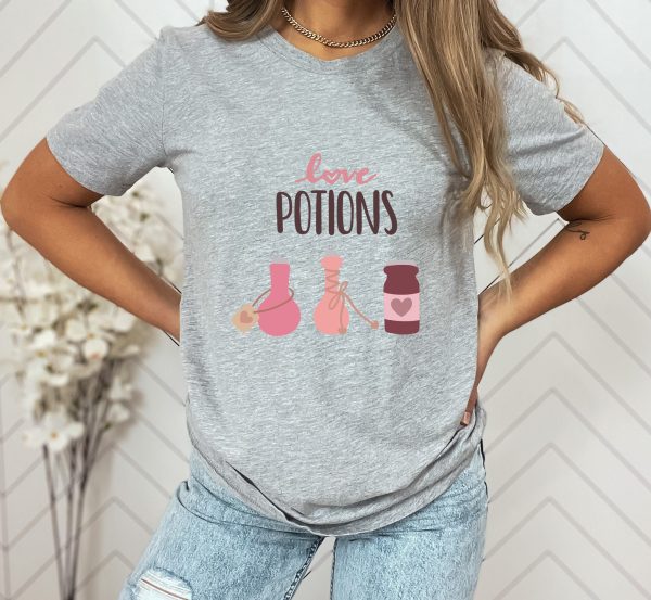 Retro Valentine’s Day Love Potion Bottle Cupids Brewing Shirt