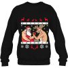 Santa Claus And Reindeer Arm Wrestling Ugly Christmas Sweatshirt