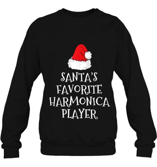 Santa’s Favorite Harmonica Player Christmas Gift Funny Sweatshirt