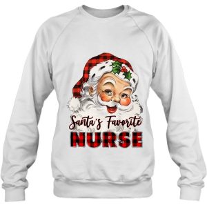 Santa&rsquo;s Favorite Nurse Red Plaid Christmas Sweatshirt