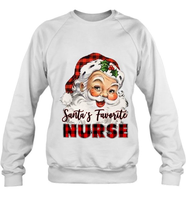 Santa’s Favorite Nurse Red Plaid Christmas Sweatshirt