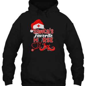 Santa’s Favorite Nurse Sparkle Christmas Hoodie Shirt