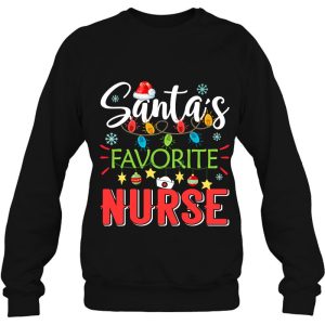 Santa’s Favorite Nurse Xmas Light Santa Hat Christmas Gift Sweatshirt