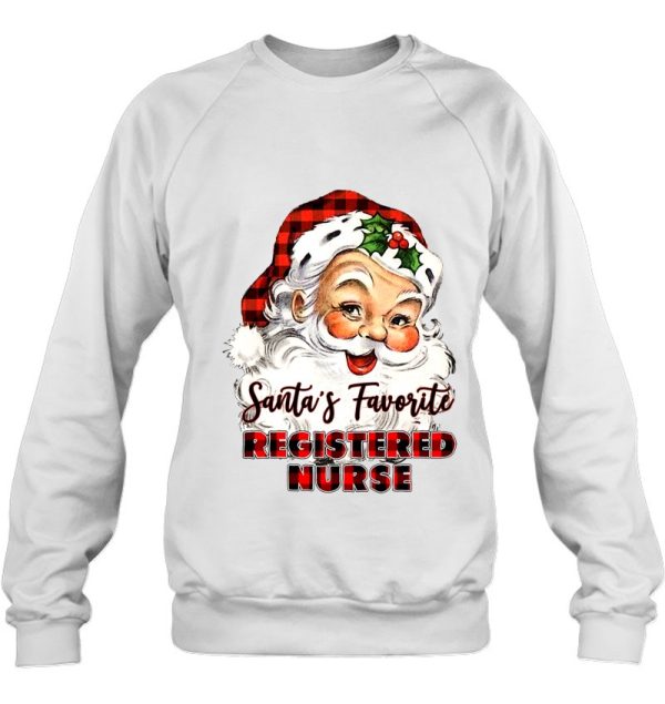 Santa’s Favorite Registered Nurse Red Plaid Christmas Sweatshirt