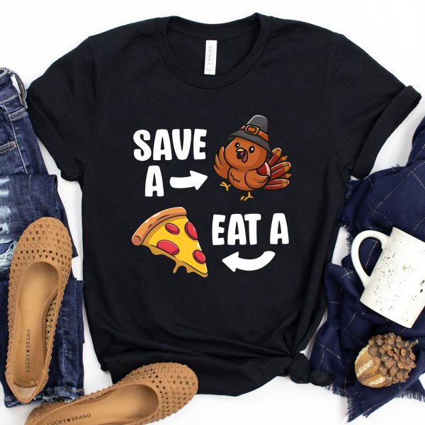 Save A Turkey Eat Pizza Thanksgiving Day Shirt