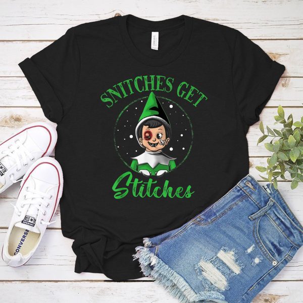 Snitches Get Stitches Elf Funny Christmas 2021 Shirt