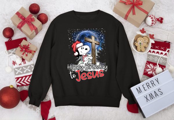 Snooppy Happy Birthday To Jesus Merry Christmas 2021 Sweatshirt