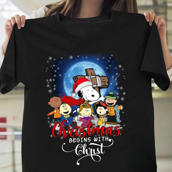 Snoopy Begins With Christ And Friends Peanuts Christmas Sweatshirt