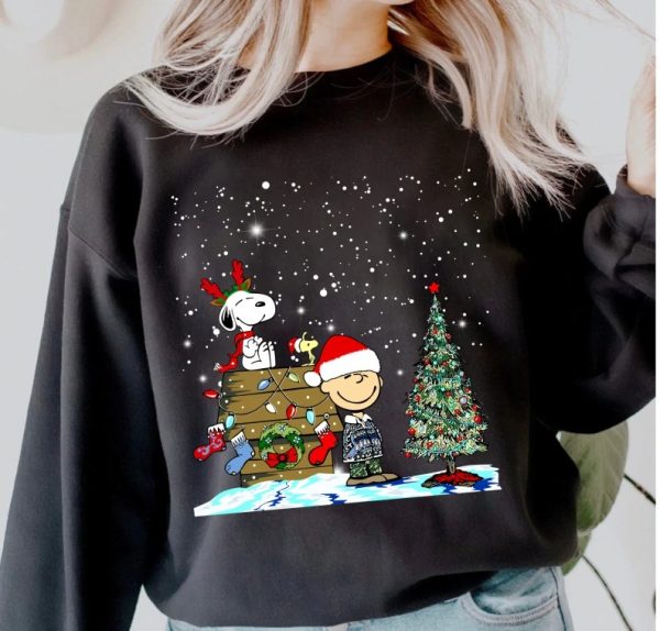 Snoopy Woodstock And Charlie Brown The Peanuts Movie Christmas Sweatshirt