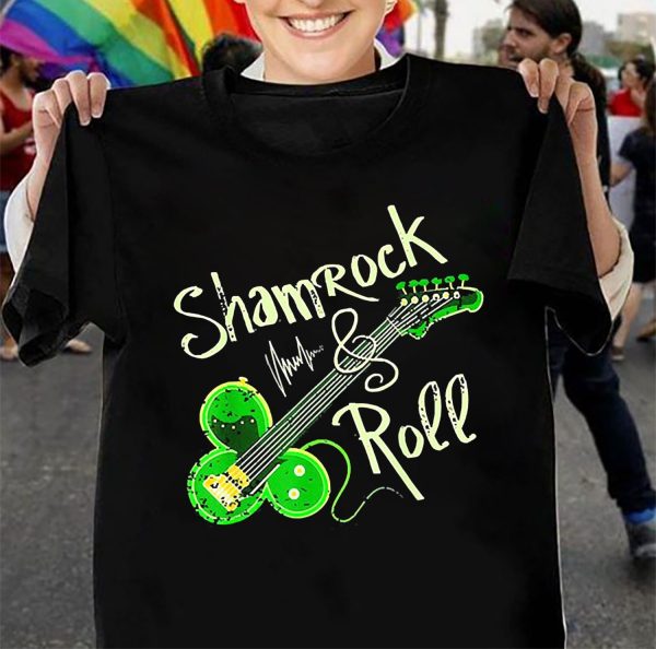 St Patrick’s Day Guitarist Shamrock N Roll Shirt