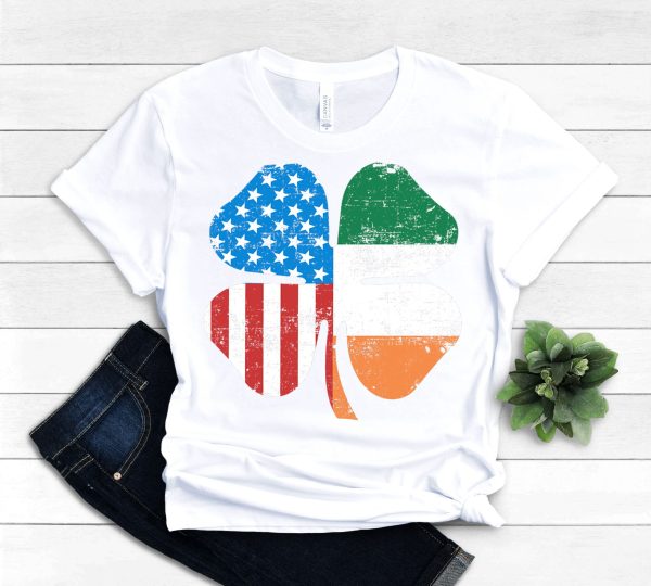 St Patrick’s Day USA Irish Clover American Flag Shirt