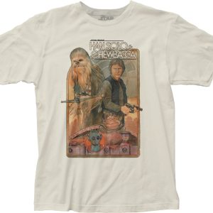 Star Wars Han Solo & Chewbacca Mens T Shirt Vintage White