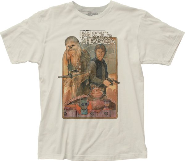 Star Wars Han Solo & Chewbacca Mens T Shirt Vintage White
