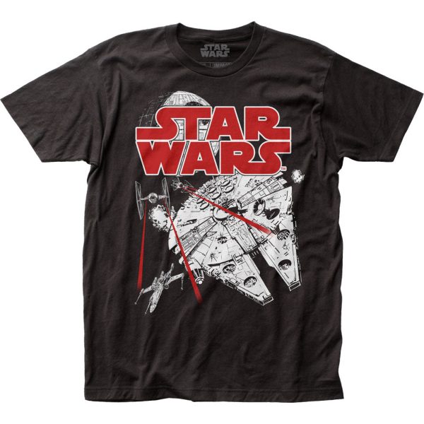 Star Wars Space Fight Mens T Shirt Black