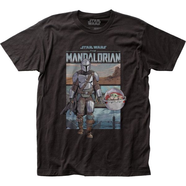 Star Wars The Mandalorian Mando Traveling Mens T Shirt Black
