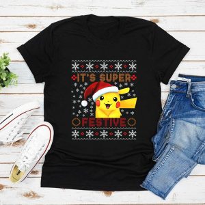 Super Festive Pokemon Pikachu Santa Christmas T Shirt