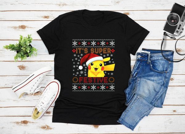 Super Festive Pokemon Pikachu Santa Christmas T Shirt