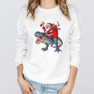 T-Rex Santa Dino Funny Sweatshirt For Kids