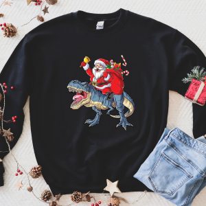 T-Rex Santa Dino Funny Sweatshirt For Kids 3 T Rex Santa Dino Funny Sweatshirt For Kids 4