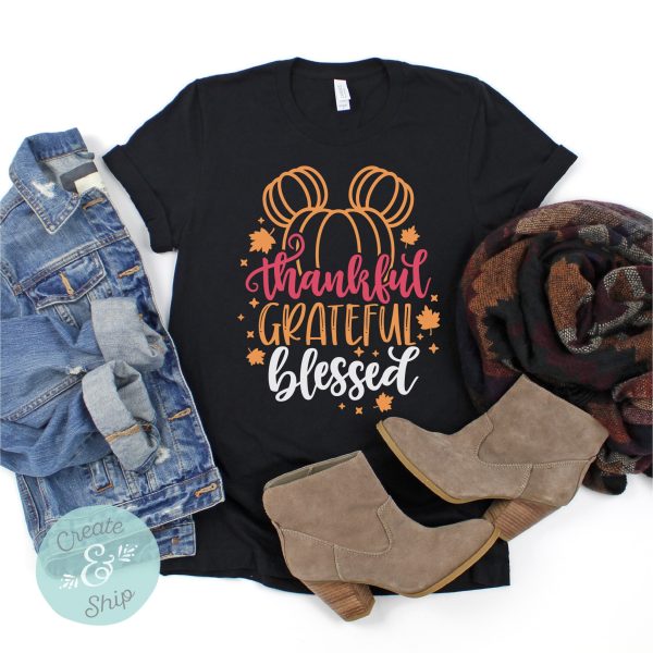 Thankful Grateful Blessed Disney Thanksgiving Shirt