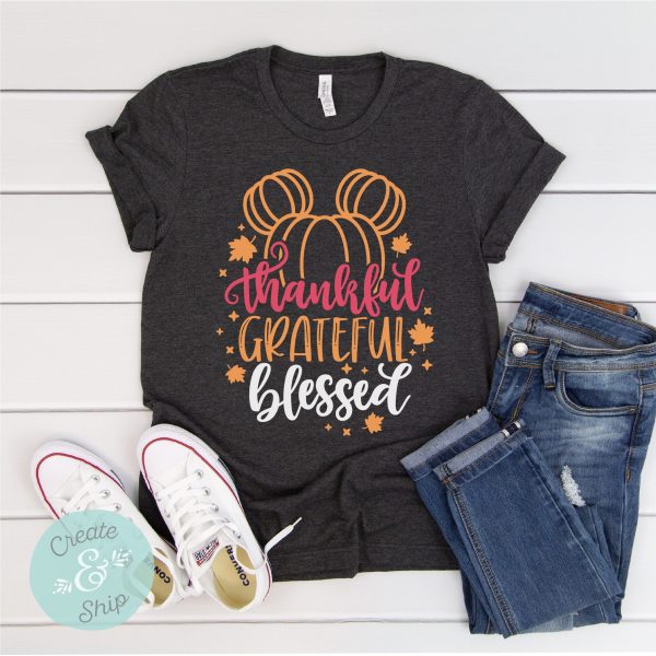 Thankful Grateful Blessed Disney Thanksgiving Shirt