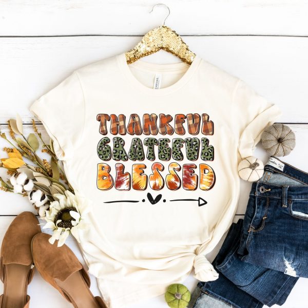 Thankful Grateful Blessed Shirt Womens Fall Shirts