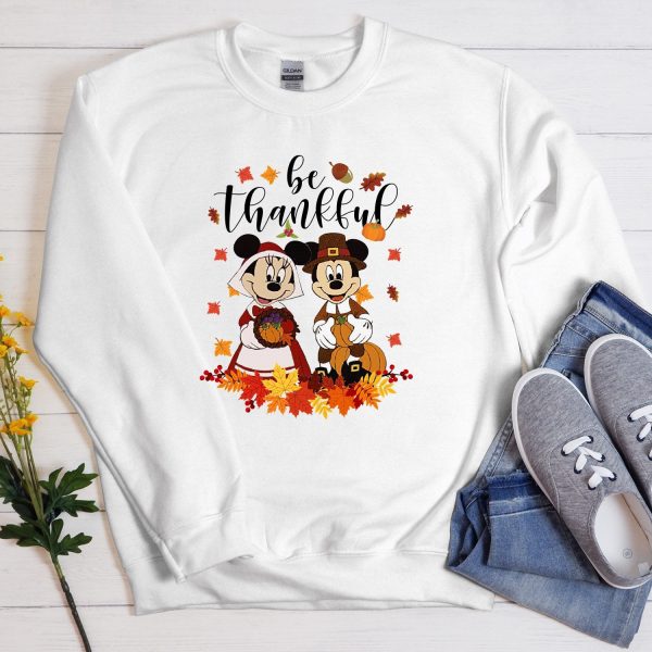 Thankful Mickey And Minnie Mouse Disney Thanksgiving Shirt