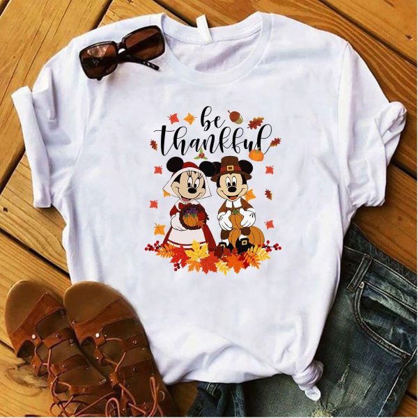 Thankful Mickey And Minnie Mouse Disney Thanksgiving Shirt