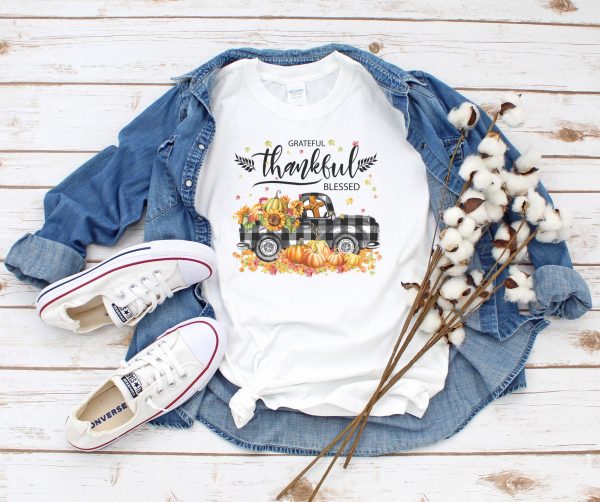 Thankful Plaid Truck Pumpkin Turkey Fall Thanksgiving Shirts