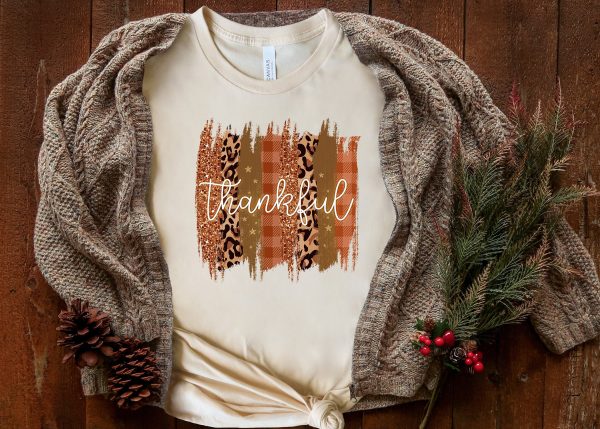 Thanksgiving Leopard Womens Thankful Fall Shirt