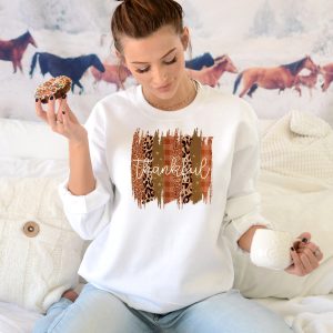 Thanksgiving Leopard Womens Thankful Fall Shirt