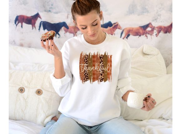 Thanksgiving Leopard Womens Thankful Fall Shirt