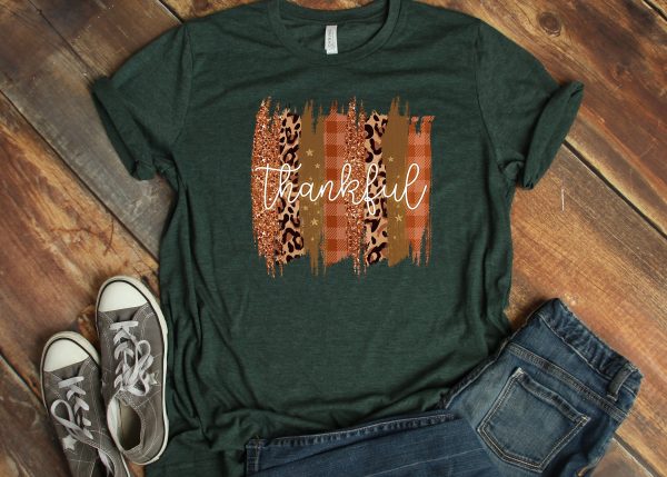 Thanksgiving Leopard Womens Thankful Fall Shirt