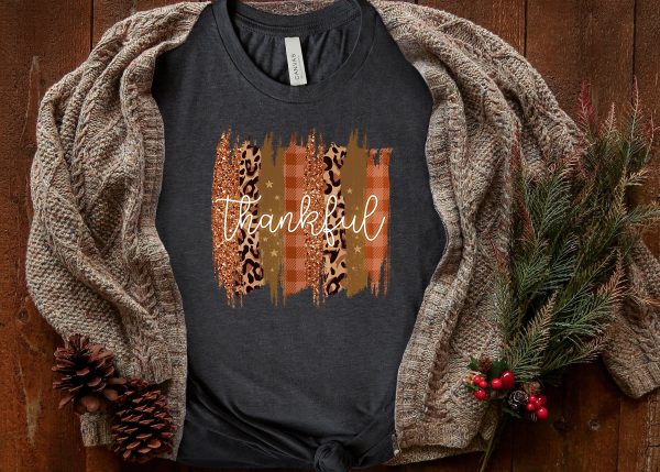 Thanksgiving Leopard Womens Thankful Fall Shirt