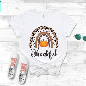 Thanksgiving Rainbow Shirt Thankful Grateful Blessed