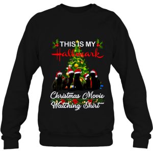 This Is My Hallmark Christmas Movie Watching Shirt Black Cat Santa Hat