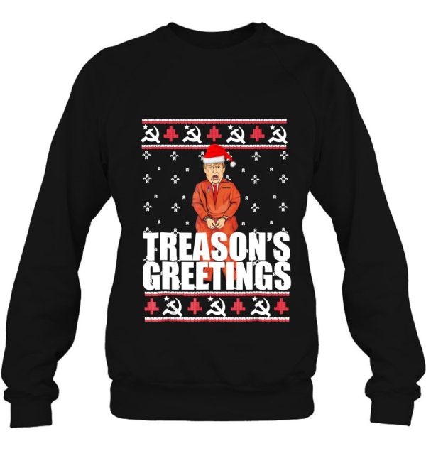 Treason’s Greetings Trump Prison Ugly Christmas Meme Sweatshirt