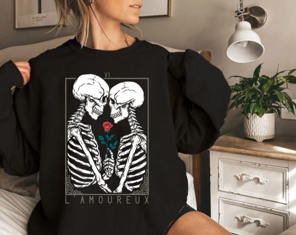 Valentine Halloween Skeleton Cute Valentines Day Gift Crewneck Sweatshirt