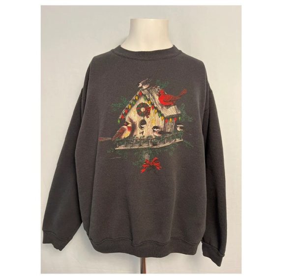 Vintage 90s Christmas Birdhouse Crewneck Hoodie