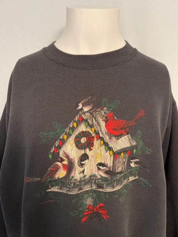 Vintage 90s Christmas Birdhouse Crewneck Hoodie