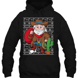 Western Cowboys Santa Claus Ugly Christmas Sweater Pattern Hoodie