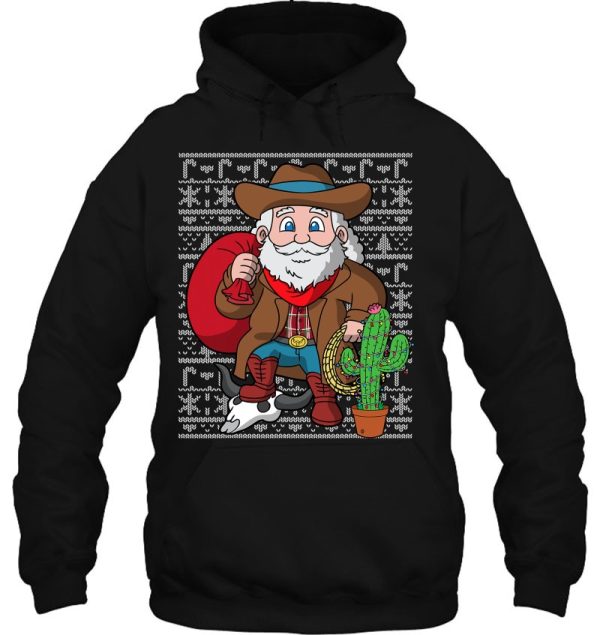 Western Cowboys Santa Claus Ugly Christmas Sweater Pattern Hoodie