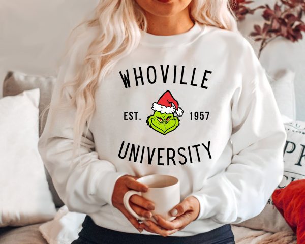 Whoville University The Grinch Christmas Crewneck Sweatshirt