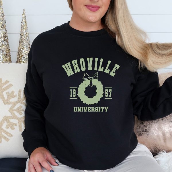 Whoville University The Grinch Christmas Crewneck Sweatshirt For Men Womens