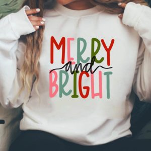 Women Christmas Neon Merry &amp Bright Sweatshirt