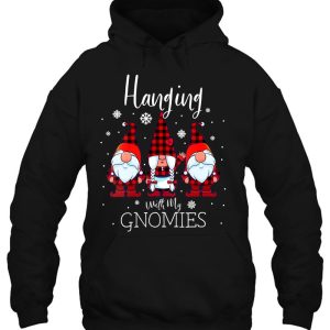 Womens Hanging With My Gnomies Christmas Buffalo Plaid Garden Gnome Shirt