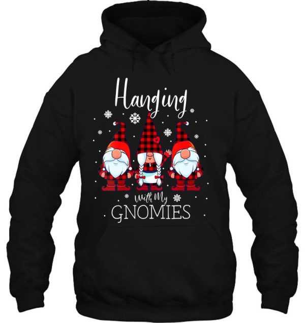 Womens Hanging With My Gnomies Christmas Buffalo Plaid Garden Gnome Shirt