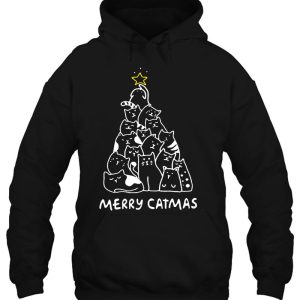 Womens Merry Catmas Loves Christmas Cat Gift Hoodie Shirt