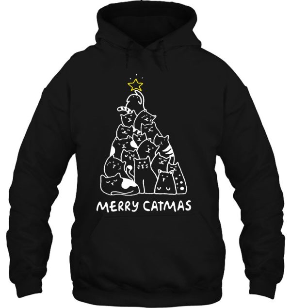 Womens Merry Catmas Loves Christmas Cat Gift Hoodie Shirt