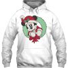 Womens Mickey Mouse Christmas Wreath Santa Hat Portrait Hoodie Shirt